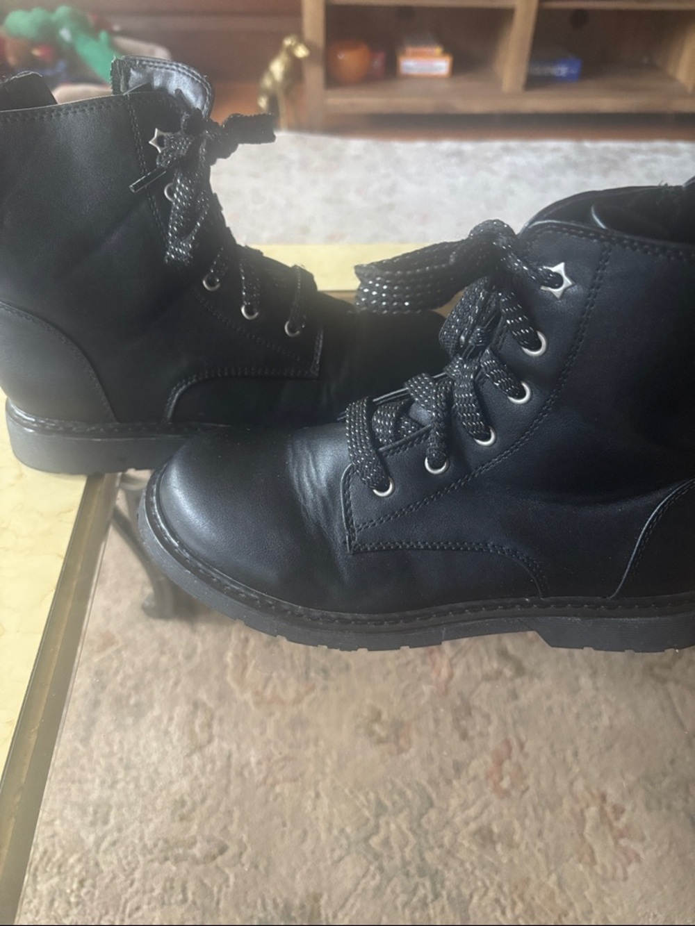 Kids Black Lace-Up Ankle Boots - Classic Everyday Style - Picture 4 of 4